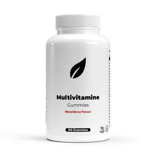 Multivitamine gummies in een plastic witte fles met gemengde bessen smaak, 60 stuks