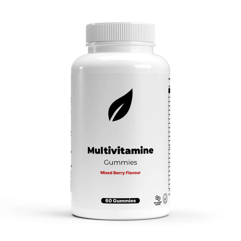 Multivitamine gummies in een plastic witte fles met gemengde bessen smaak, 60 stuks