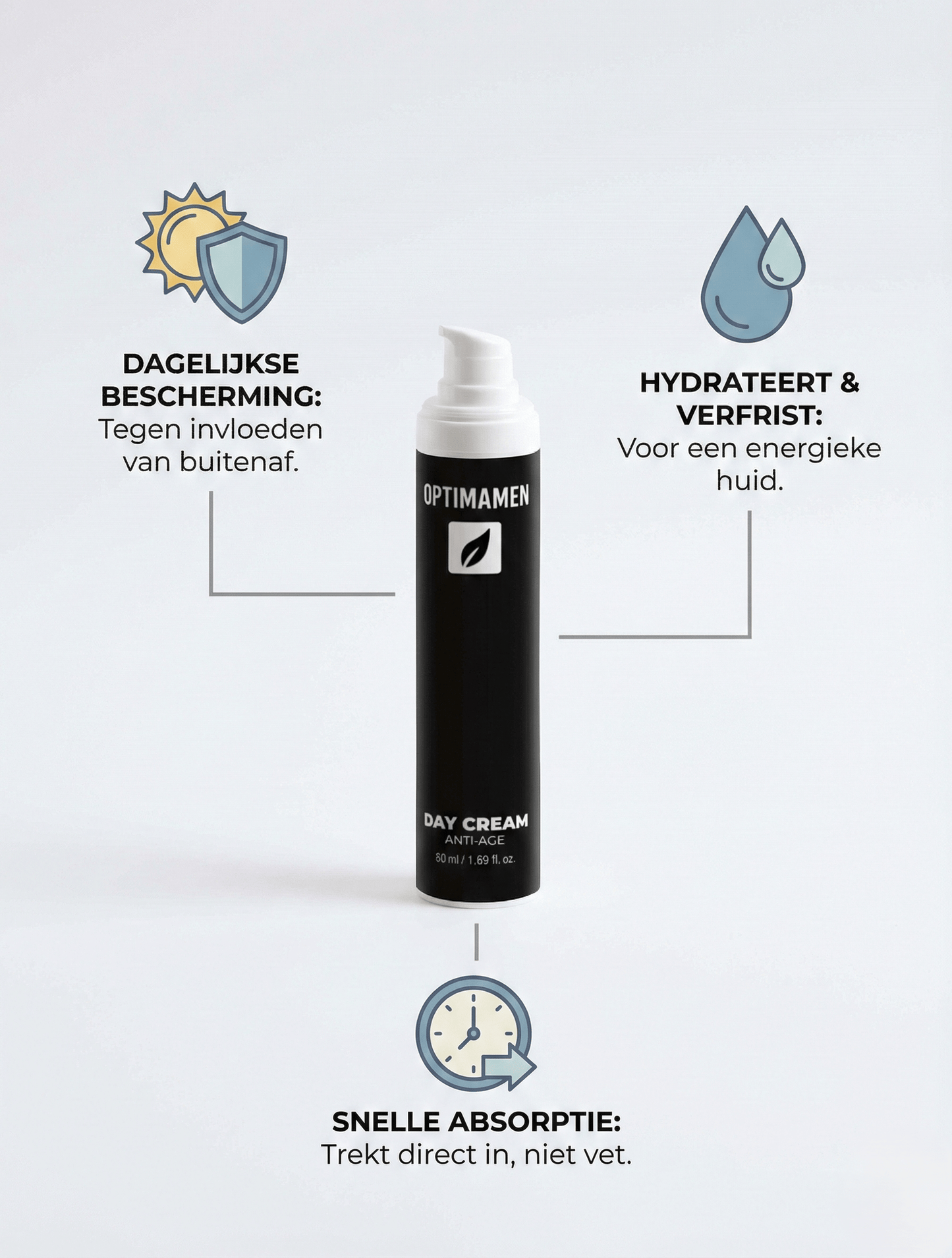 Voordelen van de OPTIMAMEN anti-aging crème: bescherming, diepe hydratatie en een effectieve aanpak van huidveroudering.