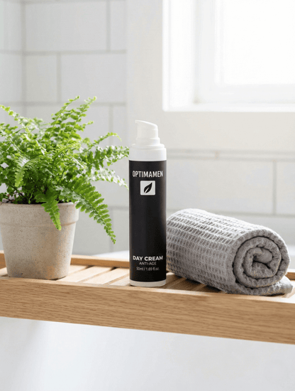 Anti-aging dagcrème voor mannen van OPTIMAMEN - 50ml potje voor dagelijks herstel en bescherming van de huid.