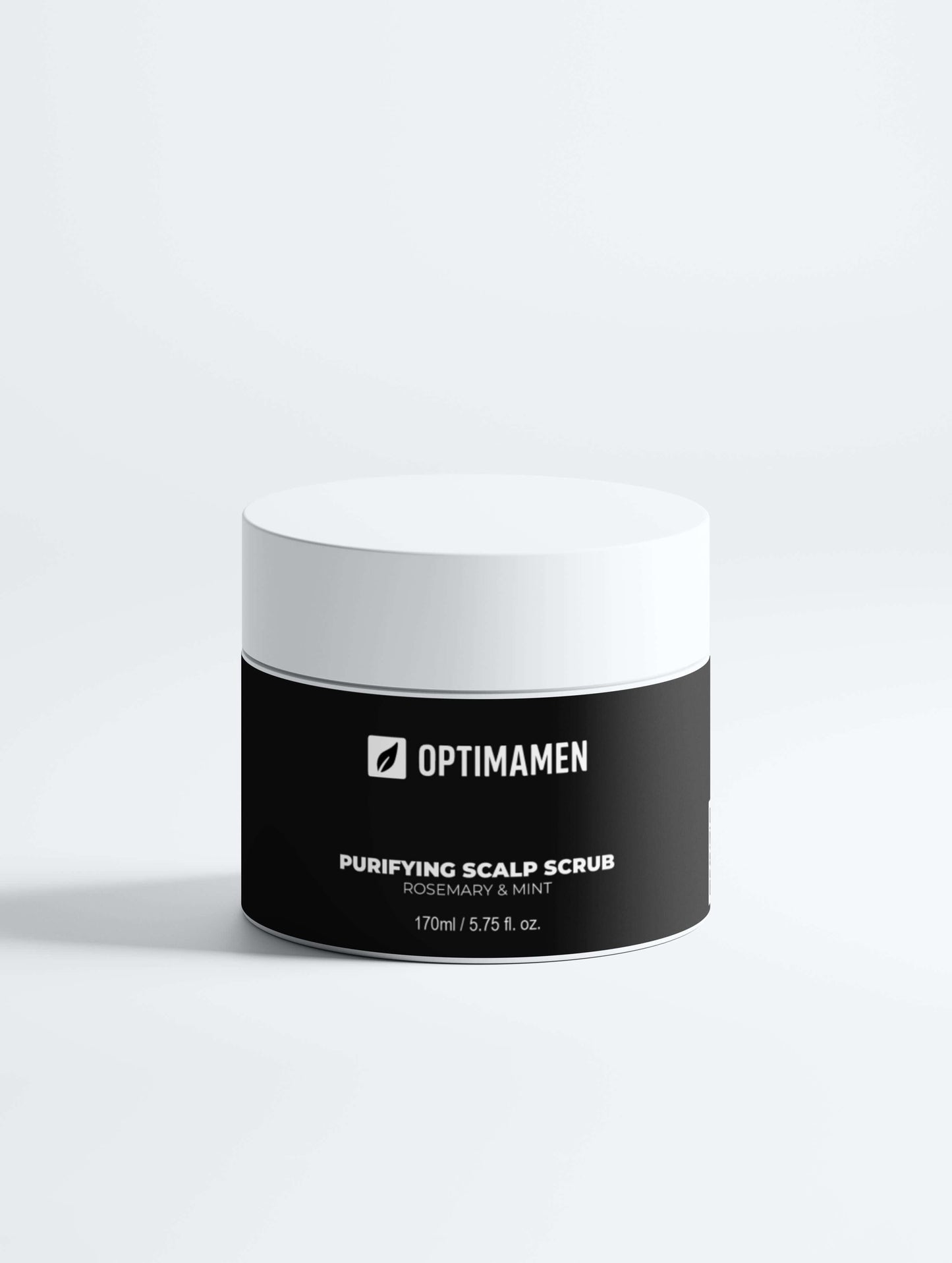 Purifying Scalp Scrub, Rosemary & Mint in a sleek packaging by OPTIMAMEN.