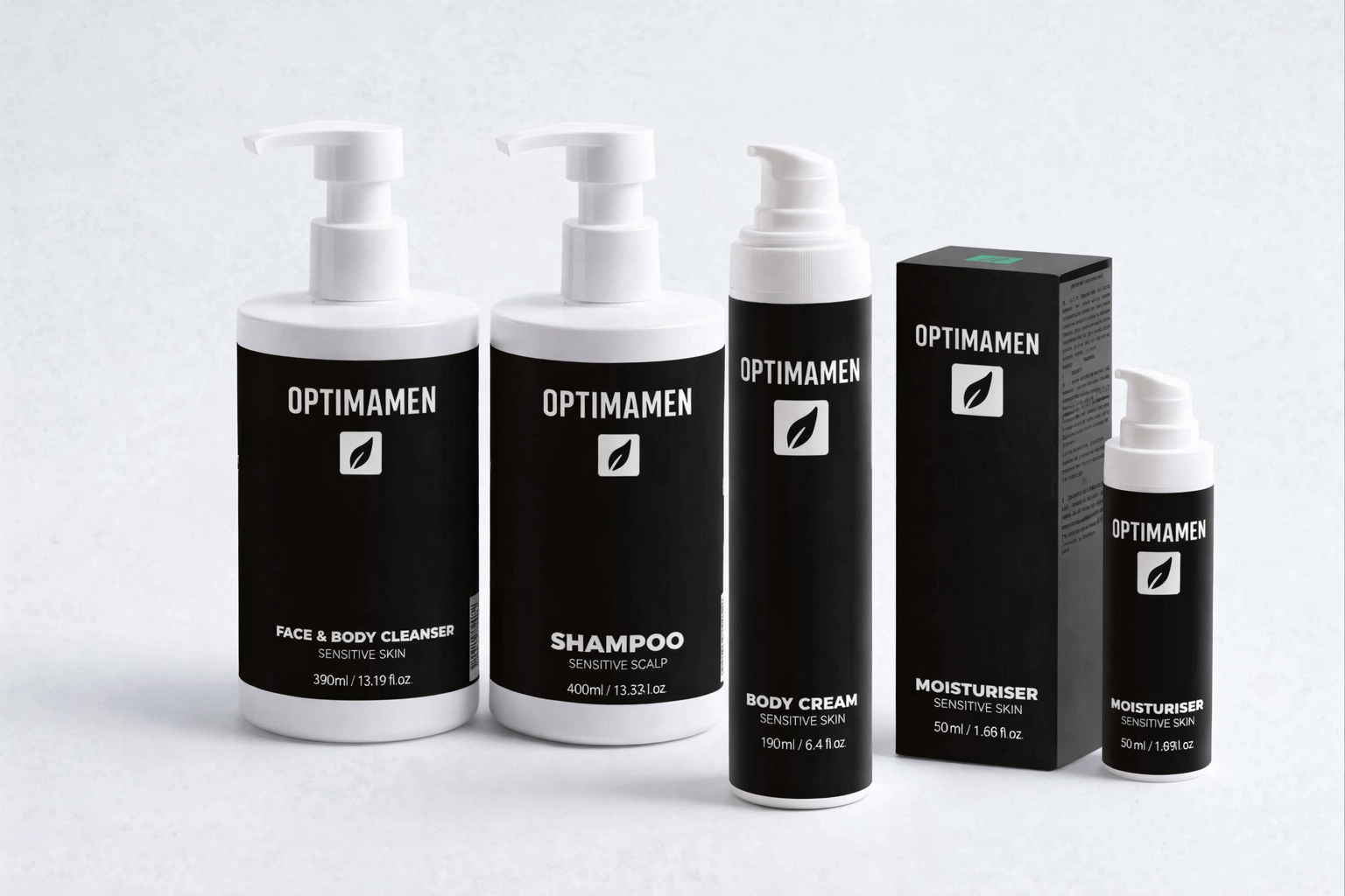 Collectie foto van de Sensitive Care Routine bundel op een witte achtergrond