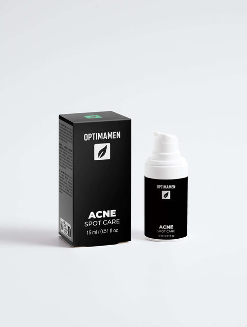 Acne spot treatment in zwarte verpakking op een witte achtergrond
