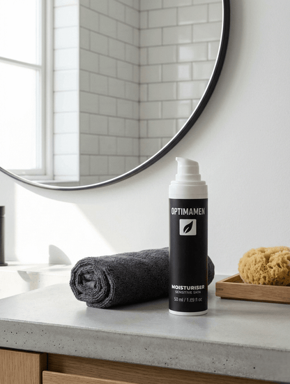 Hydraterende gezichtscrème voor mannen met een gevoelige huid - OPTIMAMEN moisturizer in een 50ml tube voor dagelijks gebruik.